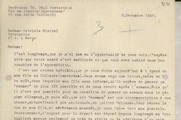 [Carta] 1942 déc. 8, Rio de Janeiro, [Brasil] [a] Gabriela Mistral, Petrópolis