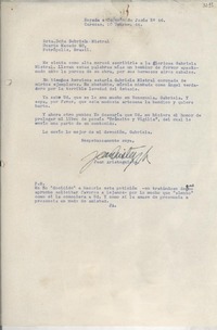 [Carta] 1944 feb. 10, Caracas, [Venezuela] [a] Gabriela Mistral, Petrópolis, Brasil