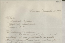 [Carta] 1956 nov. 21, Caracas, [Venezuela] [a] Gabriela Mistral, Nueva York