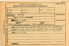 [Telegrama] 1945 dic. 5,[Petrópolis, Brasil?] [a] Clara Godoy de Kaempfer, Yungay, Chile