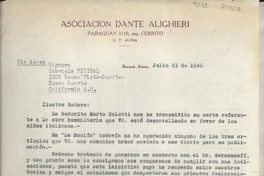 [Carta] 1946 jul. 23, Buenos Aires, [Argentina] [a] Gabriela Mistral, California, [EE.UU.]