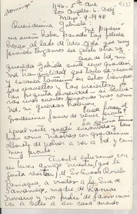 [Carta] 1948 mayo 9, Los Angeles, [EE.UU.] [a] Gabriela [Mistral]