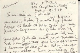 [Carta] 1948 mayo 9, Los Angeles, [EE.UU.] [a] Gabriela [Mistral]