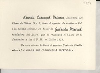 [Tarjeta] [1950?], [Santiago], [Chile] [a] [Gabriela Mistral]