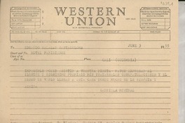 [Telegrama] 1955 june 3, Roslyn Harbor, [New York], [EE.UU.] [a] Edgardo Salazar Santacoloma, Cali, Columbia [i.e. Colombia]