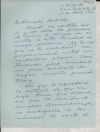 [Carta] 1946 apr. 1, New York, [EE.UU.] [a] Gabriela [Mistral]