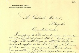 [Carta] 1945 nov. 14, Santiago [a] Gabriela Mistral, Petrópolis