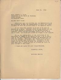 [Carta] 1946 June 14, [EE.UU.] [a] Annetta I. Clark, Northampton, Massachusetts, [EE.UU.]