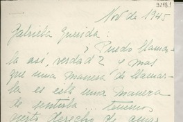 [Carta] 1945 nov., [s.l.] [a] Gabriela Mistral