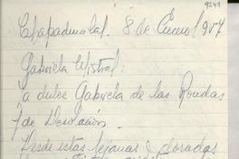 [Carta] 1957 ene. 8, Chapadma, [Argentina] [a] Gabriela Mistral