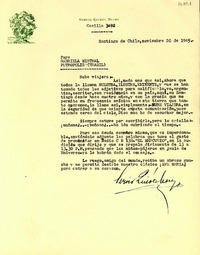 [Carta] 1945 nov. 20, Santiago [a] Gabriela Mistral, Petrópolis