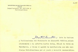 [Carta] [1945 nov., Santiago, Chile?] [a] Lucila Godoy, Petrópolis
