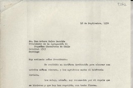 [Carta] 1954 sept. 16, [Chile] [a] Arturo Calvo Garrido, Santiago, [Chile]