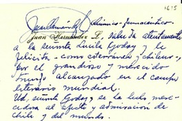 [Tarjeta] 1945 nov. 21, La Serena [a] Lucila Godoy