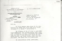 [Carta] 1946 janv. 29, París, [Francia] [a] Gabriela Mistral, París