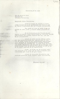 [Carta] 1954 nov. 16, [New York], [EE.UU.] [al] Presidente de la Columbia University, [EE.UU.]