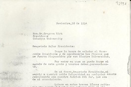 [Carta] 1954 nov. 16, [New York], [EE.UU.] [al] Presidente de la Columbia University, [EE.UU.]