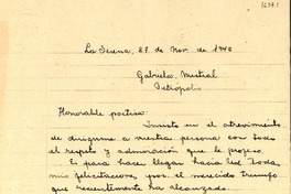 [Carta] 1945 nov. 27, La Serena, [Chile] [a] Gabriela Mistral, Petrópolis, [Brasil]