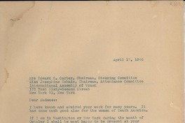 [Carta] 1946 Apr. 17, [EE.UU.] [a] Edward C. Carter, Josephine Schain, New York, [EE.UU.]