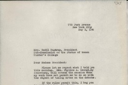 [Carta] 1946 May 1, New York, [EE.UU.] [a] Bodil Begtrup, [EE.UU.]