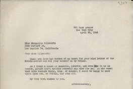 [Carta] 1946 Apr. 29, New York, [EE.UU.] [a] Margarita Ellsworth, Los Angeles, California, [EE.UU.]
