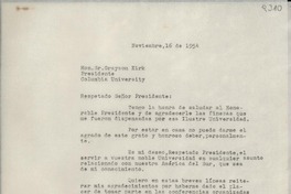 [Carta] 1954 nov. 16, [EE.UU.] [a] Grayson Kirk, Columbia University, [EE.UU.]