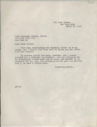 [Carta] 1946 Apr. 30, New York City, [EE.UU.] [a] Adelaide Stiles, New York, [EE.UU.]