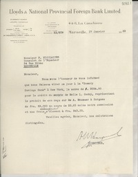 [Carta] 1933 janv. 17, Marsella, [Francia] [a] F. Nicolaides, Marsella