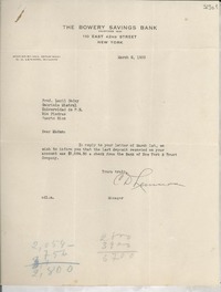 [Carta] 1933 Mar. 8, New York, [Estados Unidos] [a] Gabriela Mistral, Río Piedras, Puerto Rico