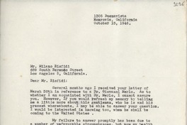 [Carta] 1946 Oct. 13, Monrovia, California, [Estados Unidos] [a] Milano Rsfidi, Los Ángeles, California