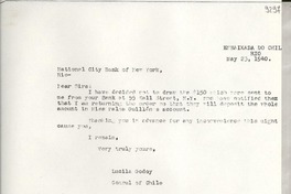 [Carta] 1940 May 23, Río de Janeiro, [Brasil] [al] National City Bank of New York, Río de Janeiro