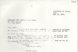 [Carta] 1940 May 23, Río de Janeiro, [Brasil] [al] National City Bank of New York, New York