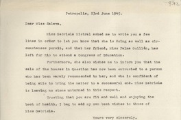 [Carta] 1945 June 23, Petrópolis, [Brasil] [a] Consuelo Saleva