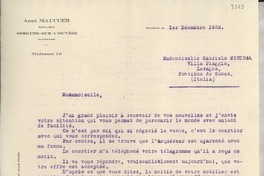 [Carta] 1932 déc. 1, Sorgues, [Francia] [a] Gabriela Mistral, Villa Piaggio, Lavagna, Italia