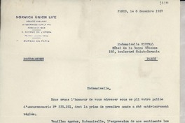 [Carta] 1927 dic 6, París, [Francia] [a] Gabriela Mistral, París