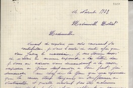 [Carta] 1933 nov. 14, Bedarrides, [Francia] [a] [Gabriela] Mistral