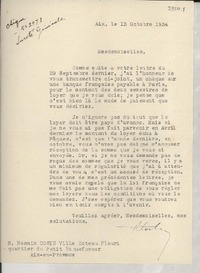 [Carta] 1934 oct. 13, Aix, [Francia] [a] [Gabriela Mistral], [Madrid], [España]