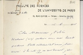 [Carta] 1935 jan. 15, [Paris], [Francia] [a] [Gabriela Mistral]