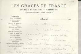 [Carta] 1935, París, [Francia] [a] Gabriela Mistral