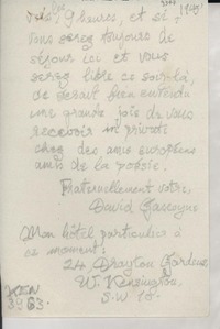 [Carta] [1945?], Kensington, [Inglaterra] [a] [Gabriela Mistral]