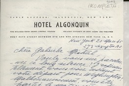 [Carta] 1945 mars 20, New York, [Estados Unidos] [a] Gabriela Mistral
