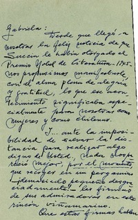 [Carta] 1946 ene. 5, Viña del Mar, [Chile] [a] Gabriela [Mistral]