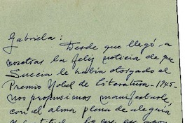 [Carta] 1946 ene. 5, Viña del Mar, [Chile] [a] Gabriela [Mistral]