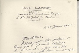 [Carta] 1946 janv. 15, Paris, [Francia] [a] [Gabriela Mistral]
