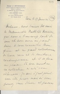 [Carta] [1946?] janv. 17, [Francia] [a] [Gabriela Mistral]