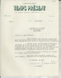 [Carta] 1946 janv. 18, Paris, [Francia] [a] [Gabriela Mistral]