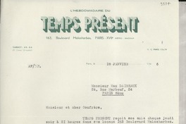 [Carta] 1946 janv. 18, Paris, [Francia] [a] [Gabriela Mistral]