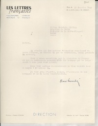 [Carta] 1946 janv 10, Paris, [Francia] [a] Gabriela Mistral, Paris