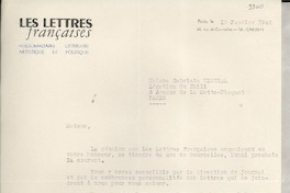 [Carta] 1946 janv 10, Paris, [Francia] [a] Gabriela Mistral, Paris