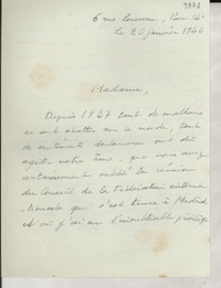 [Carta] 1946 janv. 20, Paris, [Francia] [a] [Gabriela Mistral]